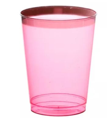 Copo Acrlico 300 ml Vermelho Carmim Borda Prata Luxo 08 Unidades